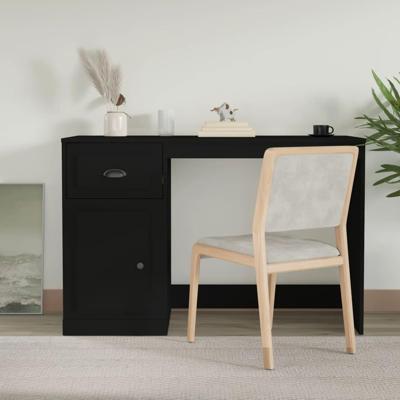 Bureau met lade 115x50x75 cm bewerkt hout zwart Bureau met lade 115x50x75 cm bewerkt hout zwart