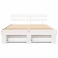 Bedframe met hoofdeinde Wit 140 x 200 cm Massief grenenhout - thumbnail