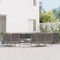 13-delige Loungeset met kussens poly rattan grijs - thumbnail