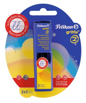 Pelikan Griffix potloodstiften, 2 mm, HB, blister van 2 doosjes van 3 stuks