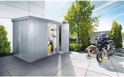 Biohort Neo 1B metalen tuinhuis enkele deur kwartsgrijs 236x180 cm- Plat dak- Metaal- Biohort - thumbnail