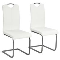 VidaXL Eetkamerstoelen 2 st kunstleer wit - thumbnail