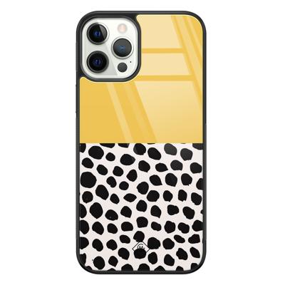 iPhone 12 Pro glazen hardcase - Abstract geel