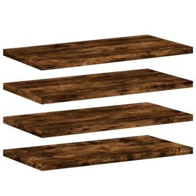 Wandschappen 4 st 40x20x1,5 cm bewerkt hout gerookt eikenkleur