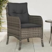 Tuinstoelen 2 st met kussens poly rattan grijs - thumbnail