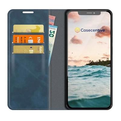 Casecentive Magnetische Leren Wallet iPhone 14 Pro blauw