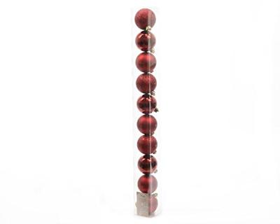 Decoris kerstballen set plastic 10st ossenbloed 6cm Decoris kerstballen set plastic 10st ossenbloed 6cm