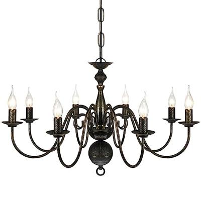 Kroonluchter zwart metaal 8 x E14 lampen