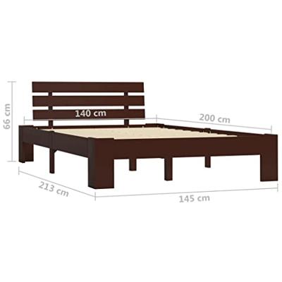VidaXL Bedframe massief grenenhout donkerbruin 140x200 cm VidaXL Bedframe massief grenenhout donkerbruin 140x200 cm