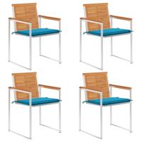 Tuinstoelen 4 st met kussens massief acaciahout - thumbnail