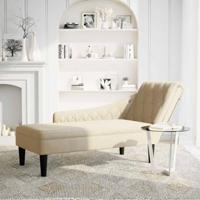 Chaise longue met kussen en rechterarmleuning stof crmekleurig - thumbnail