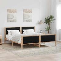 Bedframe met hoofdeinde Zwart 200 x 200 cm Stof - thumbnail