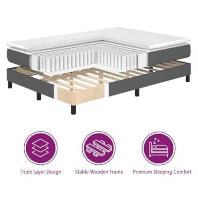 Boxspring bed met matras Donkergrijs 120 x 190 cm Stof