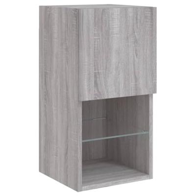 4-delige tv-wandmeubelset met LED-verlichting grijs sonoma