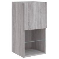 4-delige tv-wandmeubelset met LED-verlichting grijs sonoma - thumbnail