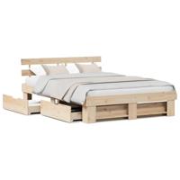 Bedframe met hoofdeinde Bruin 150 x 200 cm Massief grenenhout - thumbnail