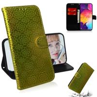 Voor Galaxy A50 effen kleur kleurrijke magnetische Buckle horizontale Flip PU lederen draagtas met houder & kaartsleuven & portemonnee & Lanyard (goud - thumbnail