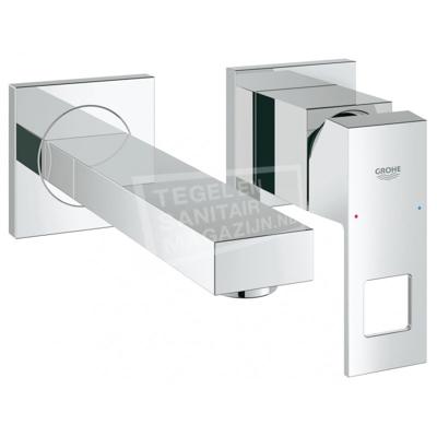 Grohe Eurocube afdekset voor 2-gats wandkraan 17 cm Chroom Grohe Eurocube afdekset voor 2-gats wandkraan 17 cm Chroom