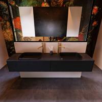 Badkamermeubelset Mondiaz Erin 200 cm met 2 Lades met RIDGE Wastafel Dubbel Urban met 2 kraangaten Greeploos Mat Urban - thumbnail