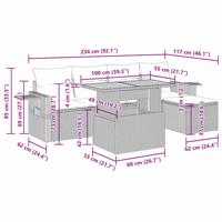 6-delige Loungeset met kussens poly rattan zwart - thumbnail