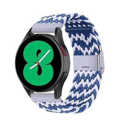 By Qubix - Compatible met Garmin Approach S12 / S40 / S42 - Braided nylon bandje - Blauw/wit - Compatible Garmin bandje - Bandbreedte: 20mm