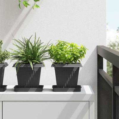 Vierkante Bloempot 6 pcs Zwart 16 x 16 x 14 cm Kunststof