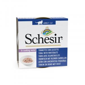 Schesir tonijn met kleine ansjovissen (in bouillon) natvoer kat (blikjes) 1 tray (12 x 85 g)
