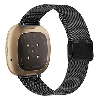 Fitbit Versa 3/4 & Sense 1/2 - Milanese bandje met klemsluiting - Zwart