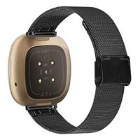 Fitbit Versa 3/4 & Sense 1/2 - Milanese bandje met klemsluiting - Zwart - thumbnail
