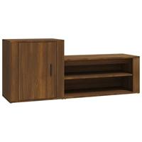VidaXL Schoenenkast 130x35x54 cm bewerkt hout bruin eikenkleur - thumbnail