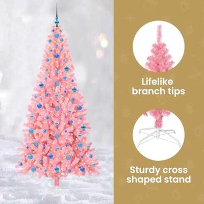 VidaXL Kerstboom met 300 led met standaard roze 210 cm pvc VidaXL Kerstboom met 300 led met standaard roze 210 cm pvc
