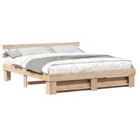 Bedframe met hoofdeinde Bruin 200 x 200 cm Massief grenenhout - thumbnail