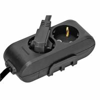 Panasonic stopcontact 2 voudig zwart met 1.5 meter snoer ophang mogelijkheid en haak ophanging - thumbnail