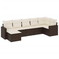 8-delige Loungeset met kussens poly rattan bruin - thumbnail