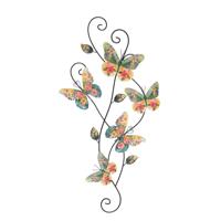 Wanddeco vlinders met bloemen35x1,5x68cm - thumbnail