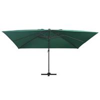 VidaXL Zweefparasol met led en aluminium paal 400x300 cm groen - thumbnail