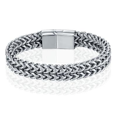 LGT JWLS Heren Armband - Dubbele Curb Chain van Edelstaal, Zilver-21cm