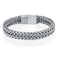 LGT JWLS Heren Armband - Dubbele Curb Chain van Edelstaal, Zilver-21cm - thumbnail