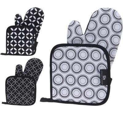 Ovenwant en pannenlap zwart/wit