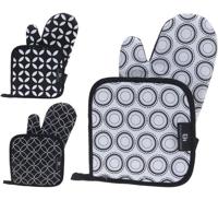 Ovenwant en pannenlap zwart/wit - thumbnail