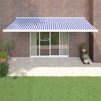 Luifel uittrekbaar 5x3 m stof en aluminium blauw en wit - thumbnail