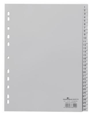 Durable 6523 Register DIN A4 1-31 Polypropyleen Grijs 31 tabbladen Bedrukte tabs 652310