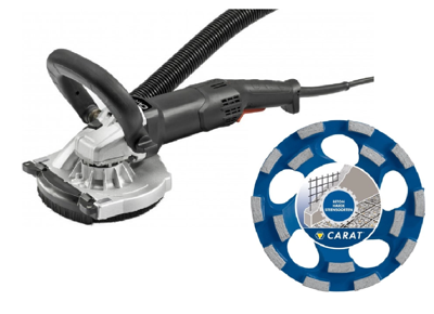 Carat Renovatie slijper | RG-125 Dustec | + CUBD1253C0 Slijpkop Beton Premium - MZRG125A22 Carat Renovatie slijper | RG-125 Dustec | + CUBD1253C0 Slijpkop Beton Premium - MZRG125A22