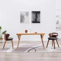 Eetkamerstoelen 2 st gebogen hout en stof donkergrijs - thumbnail