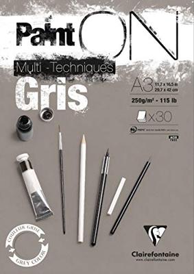Clairefontaine Painton Mixmedia - Blok - 250 gr - 30 Blad - Grijs