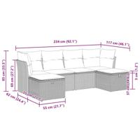 6-delige Loungeset met kussens poly rattan bruin - thumbnail