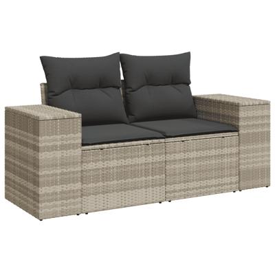 4-delige Loungeset met kussens poly rattan lichtgrijs - thumbnail