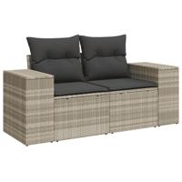 6-delige Loungeset met kussens poly rattan lichtgrijs - thumbnail