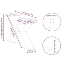 Salontafelpoten 2 st X-vormig 50x(30-31) cm staal naturel - thumbnail
