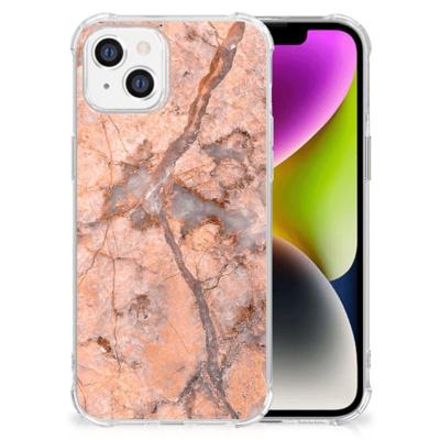 iPhone 14 Anti-Shock Hoesje Marmer Oranje iPhone 14 Anti-Shock Hoesje Marmer Oranje